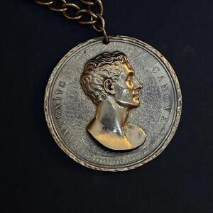 Antique Style Medallion Necklace Featuring Antonio Canova Bust